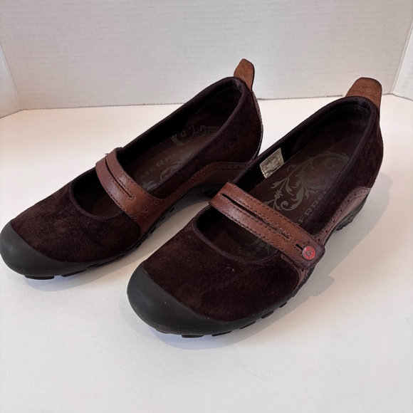 EUC Merrell Women's Plaza Bandeau Expresso Brown Suede Mary Jane's Shoes SZ 7.5 - Picture 5 of 10